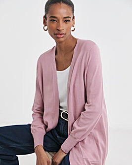 Pink Longline Edge To Edge Cardigan