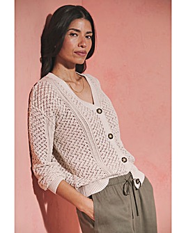 Neutral Crochet Button Down Cardigan