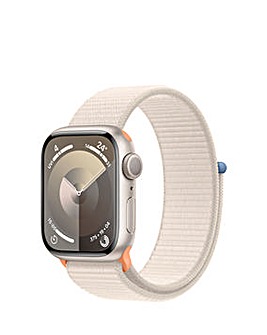 Apple Watch Series 9 GPS 41mm Starlight Aluminium Case, Starlight Sport Loop