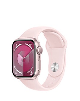 Apple Watch Series 9 GPS 41mm Pink Aluminium Case, Light Pink Sport Band - M/L