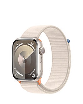 Apple Watch Series 9 GPS 45mm Starlight Aluminium Case, Starlight Sport Loop