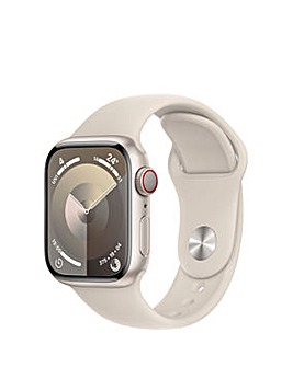 Apple Watch Series 9 Cellular 41mm Starlight Aluminium Case, Sport Band - M/L