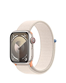 Apple Watch Series 9 Cellular 41mm Starlight Aluminium Case, Sport Loop