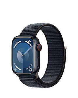 Apple Watch Series 9 Cellular 41mm Midnight Aluminium Case, Sport Loop