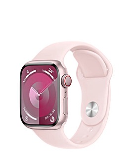 Apple Watch Series 9 Cellular 41mm Pink Aluminium Case, Pink Sport Band - M/L