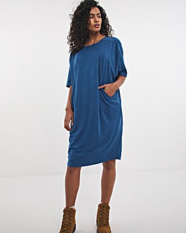 Petrol Soft Touch Cocoon Dress