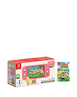 Nintendo Switch Lite Coral Console + Animal Crossing - Isabella Alhoa Edition