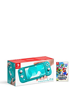 Nintendo Switch Lite Turquoise Console - Super Mario Bros Wonder Bundle