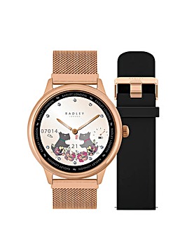 Radley Series19 Calling Watch - Cobweb Rose Gold Mesh & Black Silicone Straps