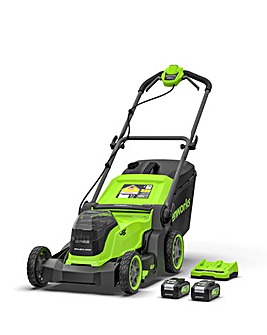 Greenworks 48V 41cm Cordless Lawnmower ( Batteries & 4A Dual Port Charger)