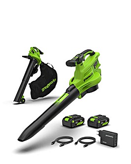 Greenworks 48V 386 km/h Cordless Brushless Vacuum (2x 4AH Battery & Charger)