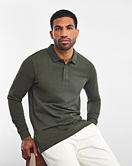 Pure Cotton Long Sleeve Pique Polo Long