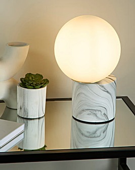 Marble Finish Ceramic Lamp With Opal Glass Shade