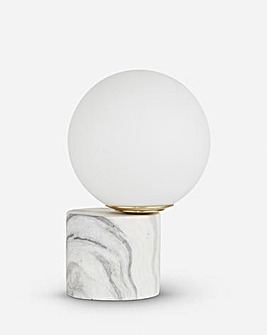 Marble Finish Ceramic Lamp With Opal Glass Shade