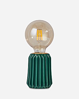 Dark Green Ceramic Lamp With Bulb
