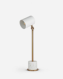 White Marble Base Cylinder Head Lamp