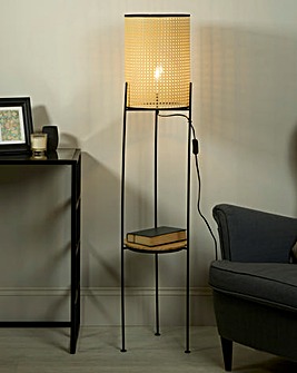 Rattan Cane Space Saving Floor Lamp