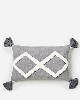 Tufted Knitted Diamond Check Cushion