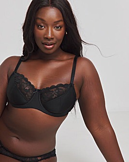 Pretty Secrets Ivy Lace Basic Black Balcony Bra B-F