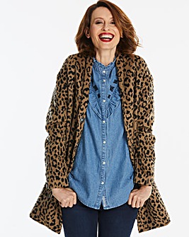 Leopard Print Shawl Collar Coat