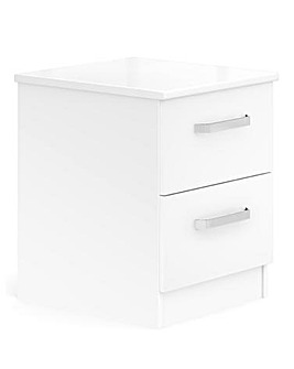 Kendal Ready Assembled High Gloss 2 Drawer Bedside Table