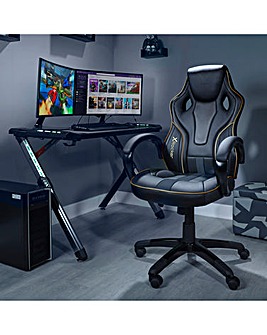 X Rocker Maverick Office Gaming Chair with Lumbar Support- Black & Gold