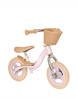 EVO Glider Balance Bike with Basket - Pastel Pink