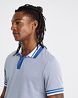 Tipped Jacquard Pique Polo Shirt Long