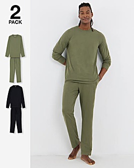 2 Pack Long Sleeve Open Hem PJs