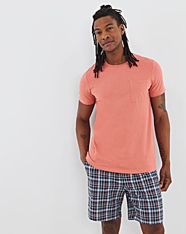 Pocket T-Shirt/Check Short Pyjama Set