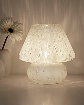 White Glass Patterned Table Lamp