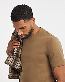 Pure Cotton Crew Neck T-Shirt Long - Beige