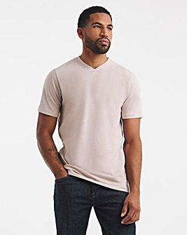V Neck T-Shirt Long - Pink Marl
