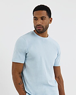 Pure Cotton Crew Neck T-Shirt Long-Blue