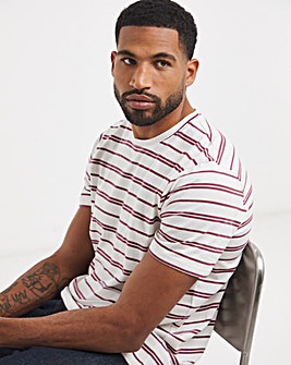 Cotton Yarn Dye Stripe Crew Neck T-Shirt Long