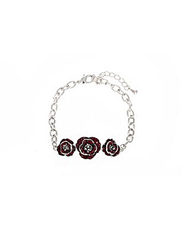 Rhodium plated crystal Poppy bracelet