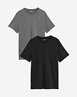 2 Pack T-Shirts- Black/Charcoal Long Length
