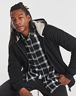 Borg Lined Full Zip Relaxed Hoodie