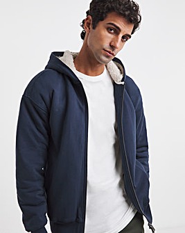 Borg Lined Full Zip Relaxed Hoodie