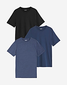 3 Pack T-Shirts- Black/Navy/Denim Long Length
