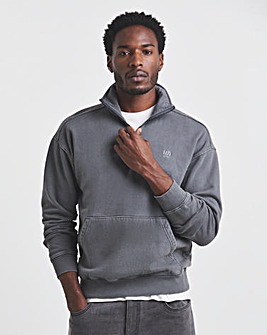 Union Garment Dyed Funnel Neck Sweatshirt-Grey