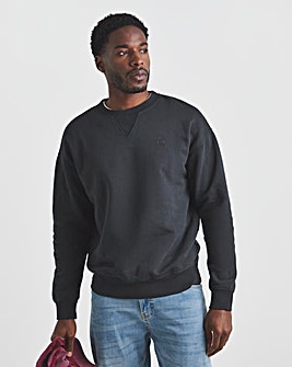 Union Garment Dyed Relaxed Crew Sweatshirt- Black