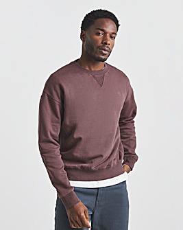 Union Garment Dyed Relaxed Crew Sweatshirt-Burgundy