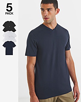 5 Pack Multi V Neck T-Shirts Long