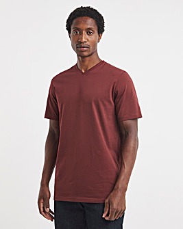 Pure Cotton V Neck T-Shirt Long Length-Port