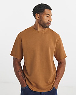 Relaxed Fit Loopback T-Shirt-Rust