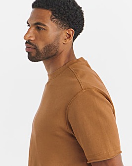 Relaxed Fit Loopback T-Shirt-Rust