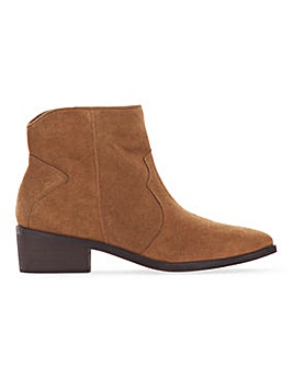 Leather Western Ankle Boots Wide E Fit