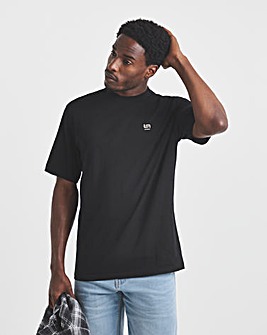 Union Embroid T-Shirt Long Length-Black