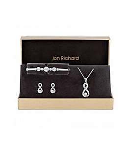 Jon Richard Silver Plated Crystal Infinity Jewellery Set - Gift Boxed